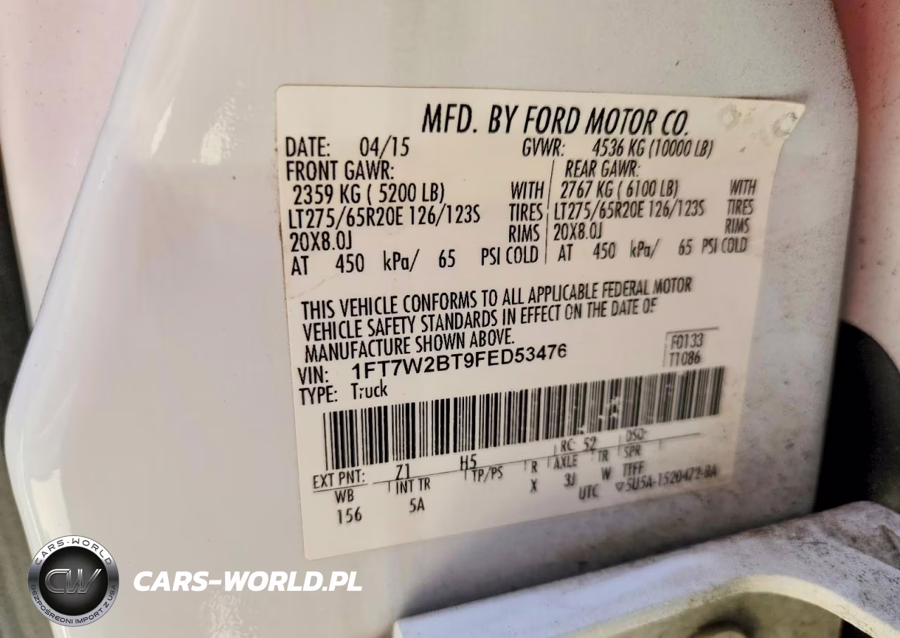 2015 Ford F250 Super Duty VIN:1FT7W2BT9FED53476 - 12