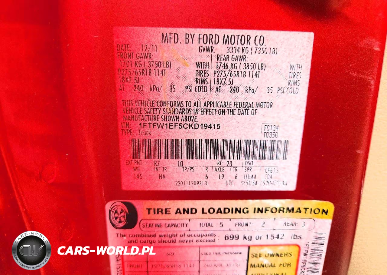 2012 Ford F150 Supercrew VIN:1FTFW1EF5CKD19415 - 12