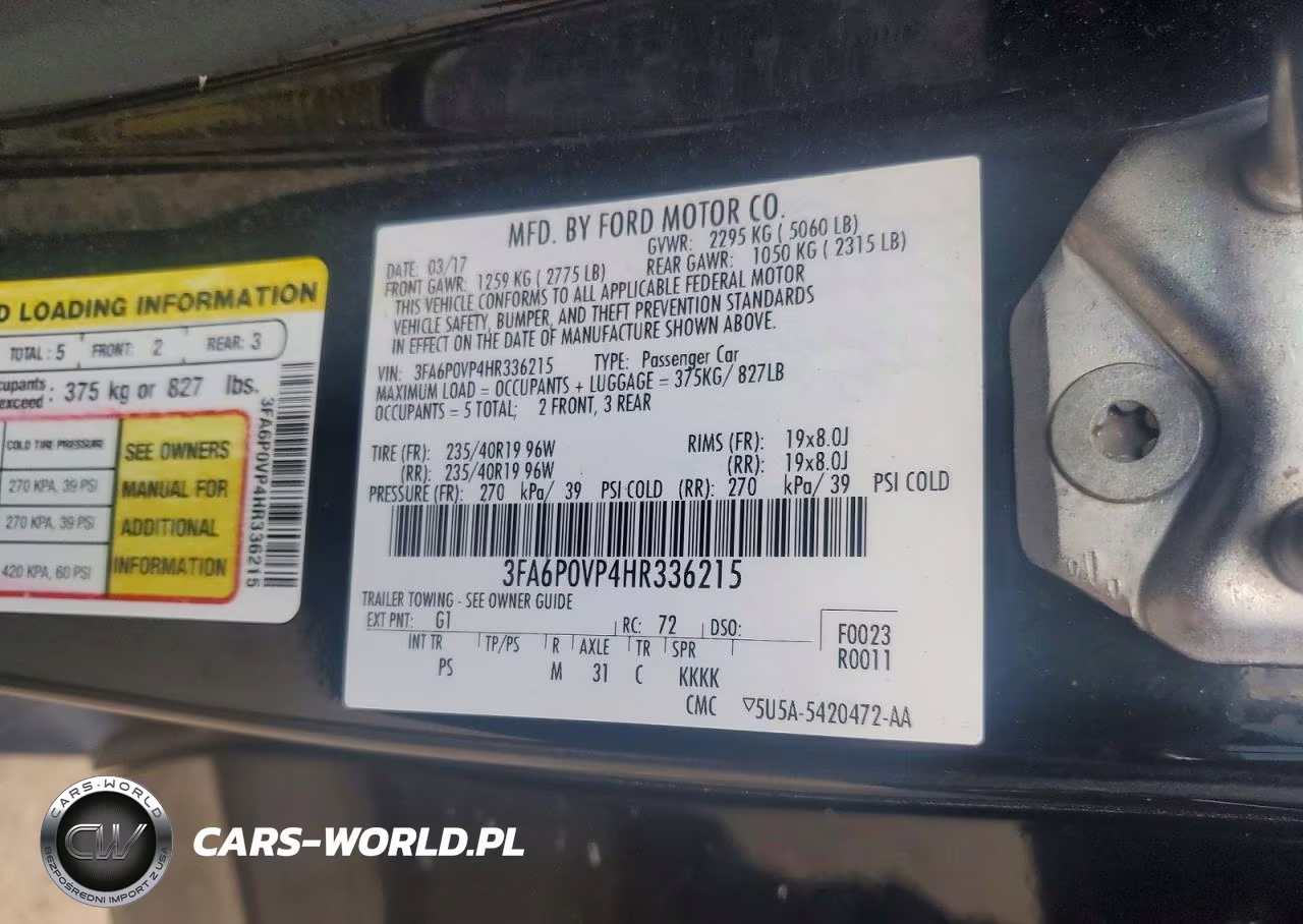 2017 Ford Fusion Sport VIN:3FA6P0VP4HR336215 - 12
