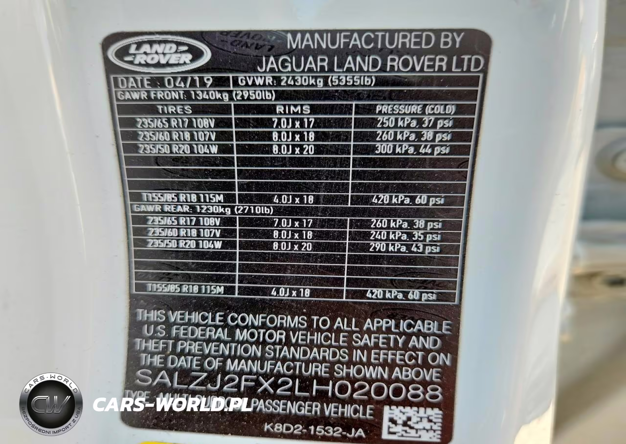 2020 LAND ROVER RANGE ROVER EVOQUE S VIN:SALZJ2FX2LH020088 - 13