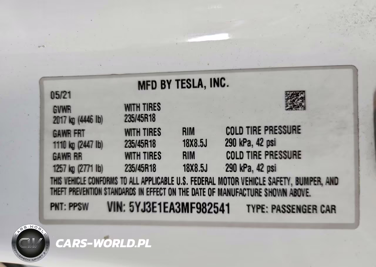 2021 Tesla Model 3 Standard Range Plus Rear-Wheel Drive VIN:5YJ3E1EA3MF982541 - 12