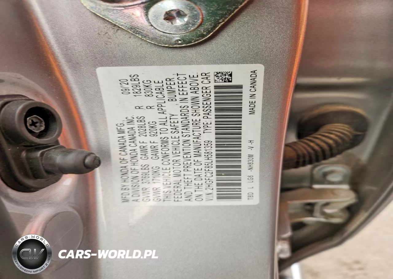 2020 Honda Civic Sport VIN:2HGFC2F85LH581359 - 12