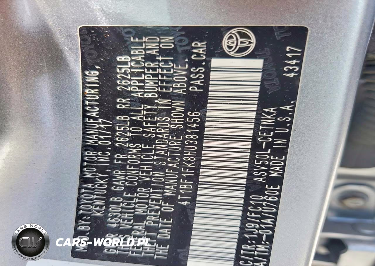 2017 Toyota Camry Le VIN:4T1BF1FK8HU381456 - 12