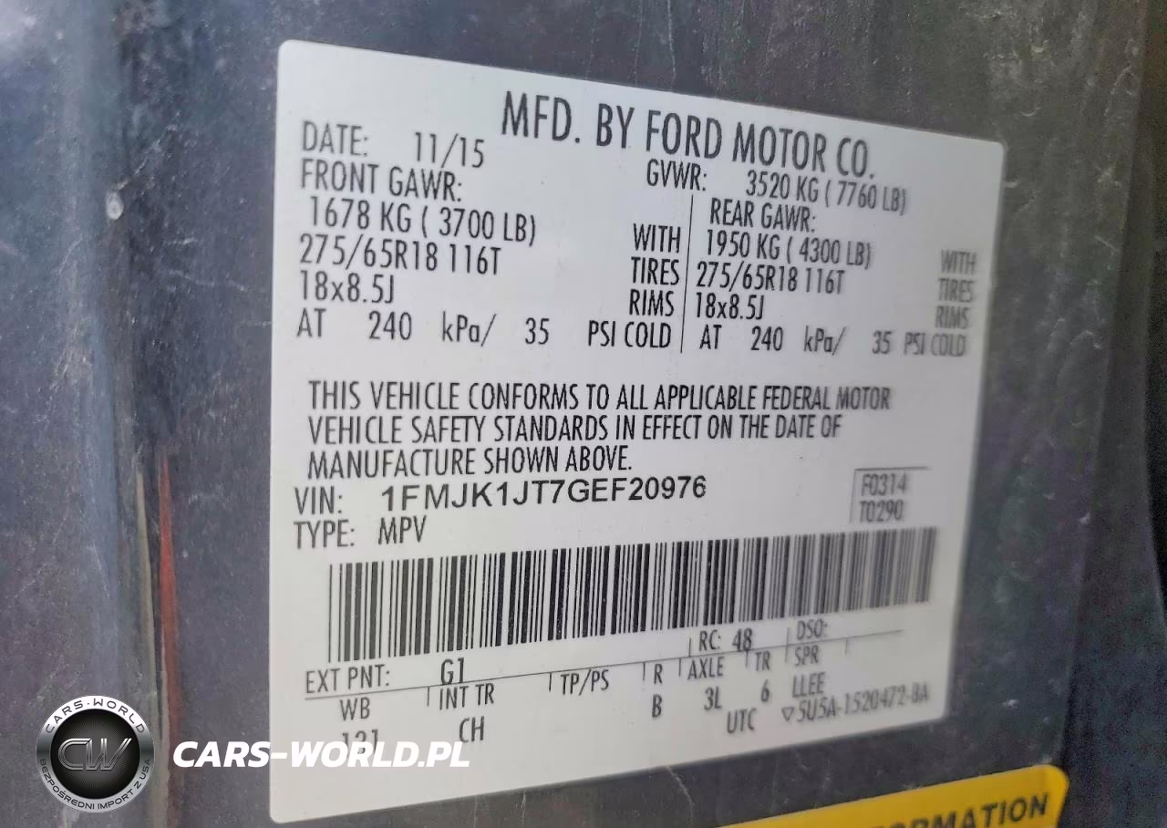 2016 Ford Expedition El Xlt VIN:1FMJK1JT7GEF20976 - 14