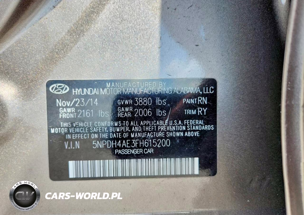 2015 Hyundai Elantra Limited VIN:5NPDH4AE3FH615200 - 13