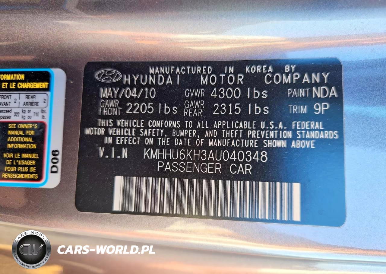 2010 Hyundai Genesis Coupe 3.8L VIN:KMHHU6KH3AU040348 - 12