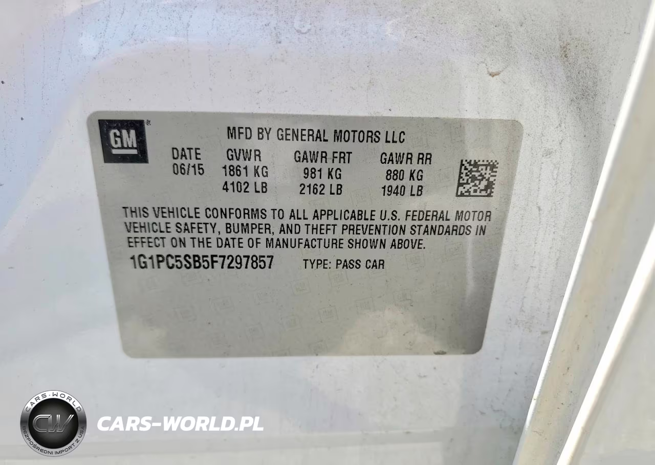 2015 Chevrolet Cruze Lt VIN:1G1PC5SB5F7297857 - 13