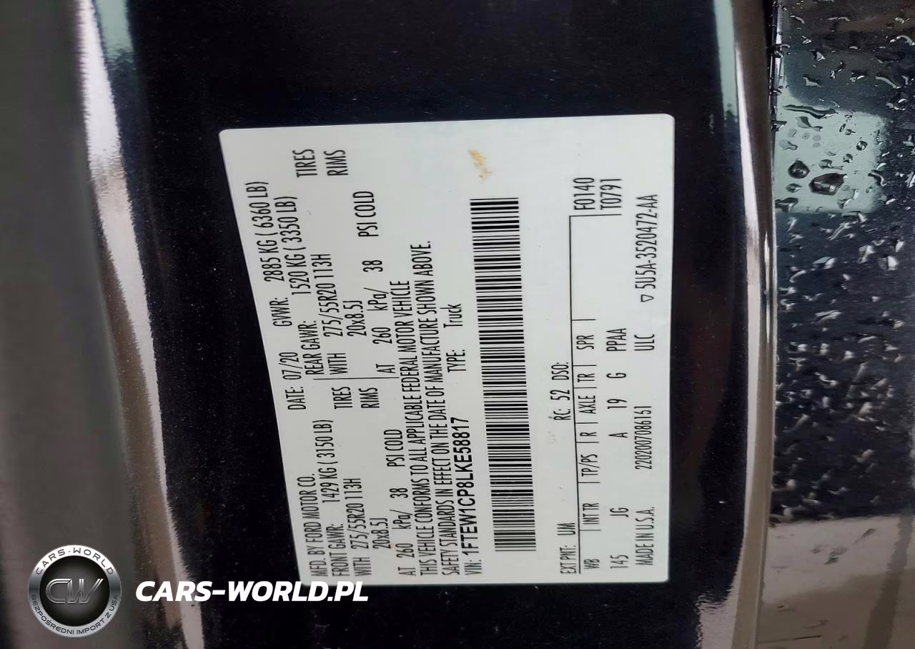 2020 Ford F150 Supercrew VIN:1FTEW1CP8LKE58817 - 12