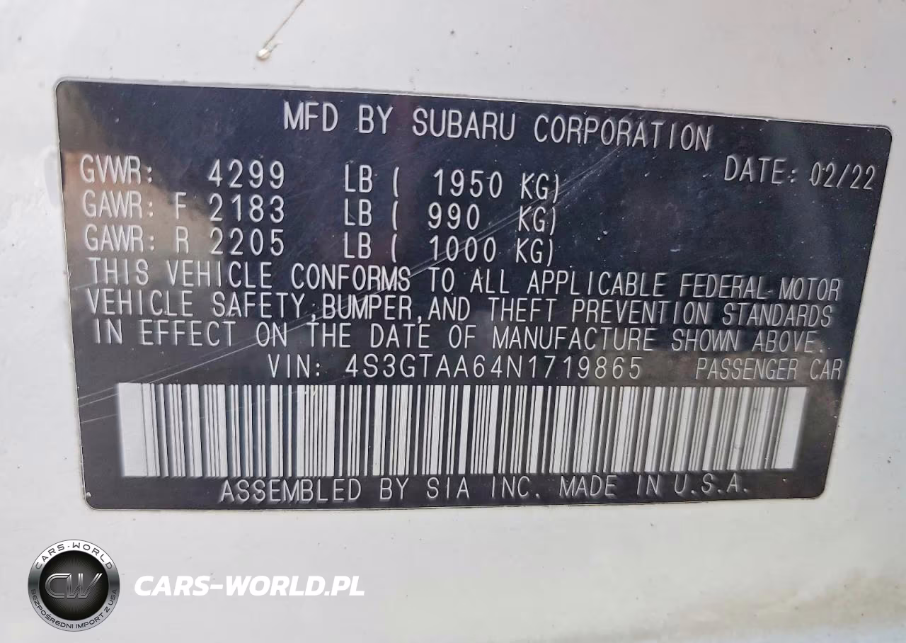 2022 Subaru Impreza VIN:4S3GTAA64N1719865 - 12