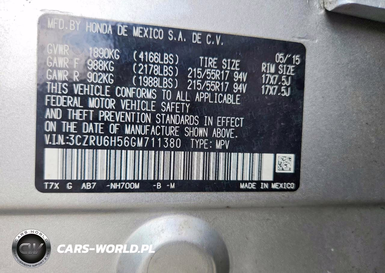 2016 Honda Hr-V Ex VIN:3CZRU6H56GM711380 - 12