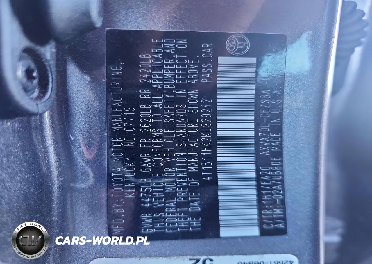 2019 Toyota Camry Se VIN:4T1B11HK2KU829242 - 12