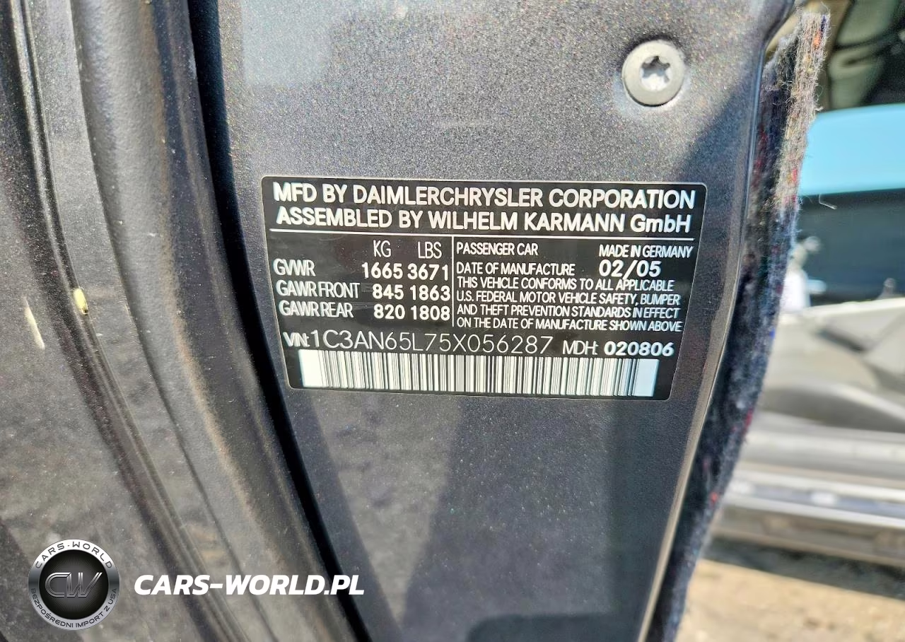 2005 Chrysler Crossfire Limited VIN:1C3AN65L75X056287 - 12