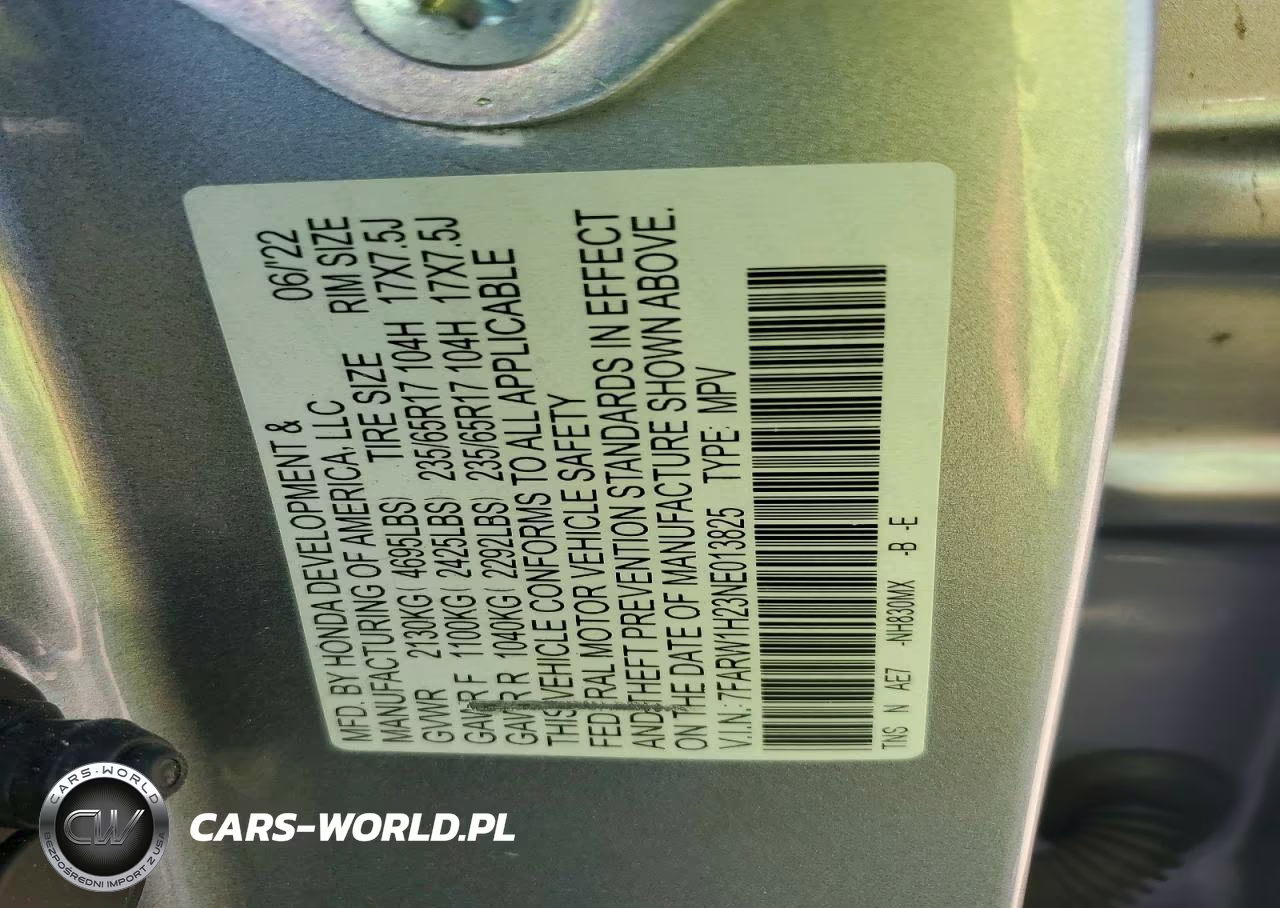 2022 Honda Cr-V Lx VIN:7FARW1H23NE013825 - 13