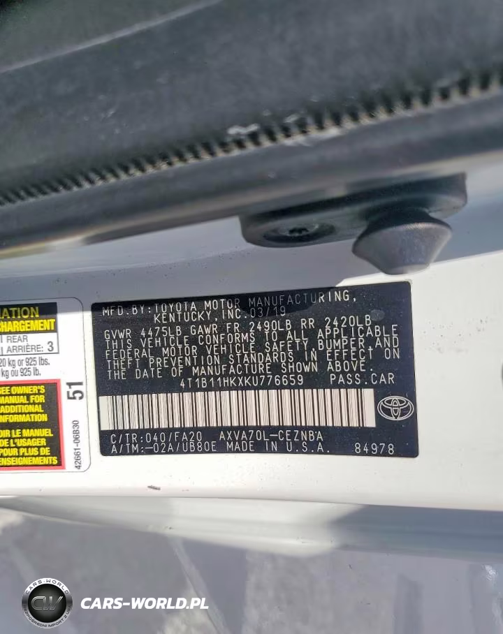 2019 Toyota Camry Le VIN:4T1B11HKXKU776659 - 13