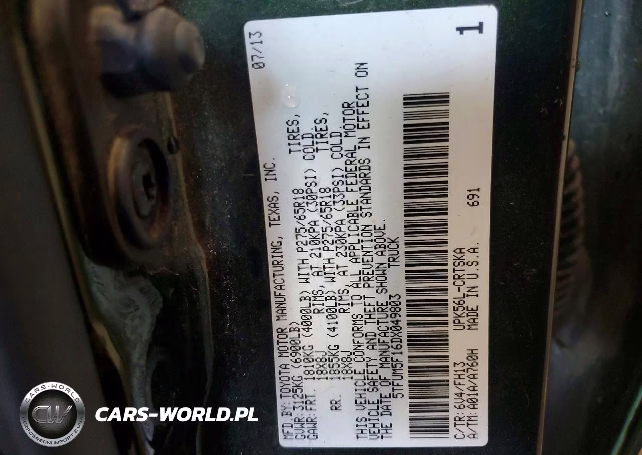 2013 Toyota Tundra Double Cab Sr5 VIN:5TFUM5F16DX049803 - 12
