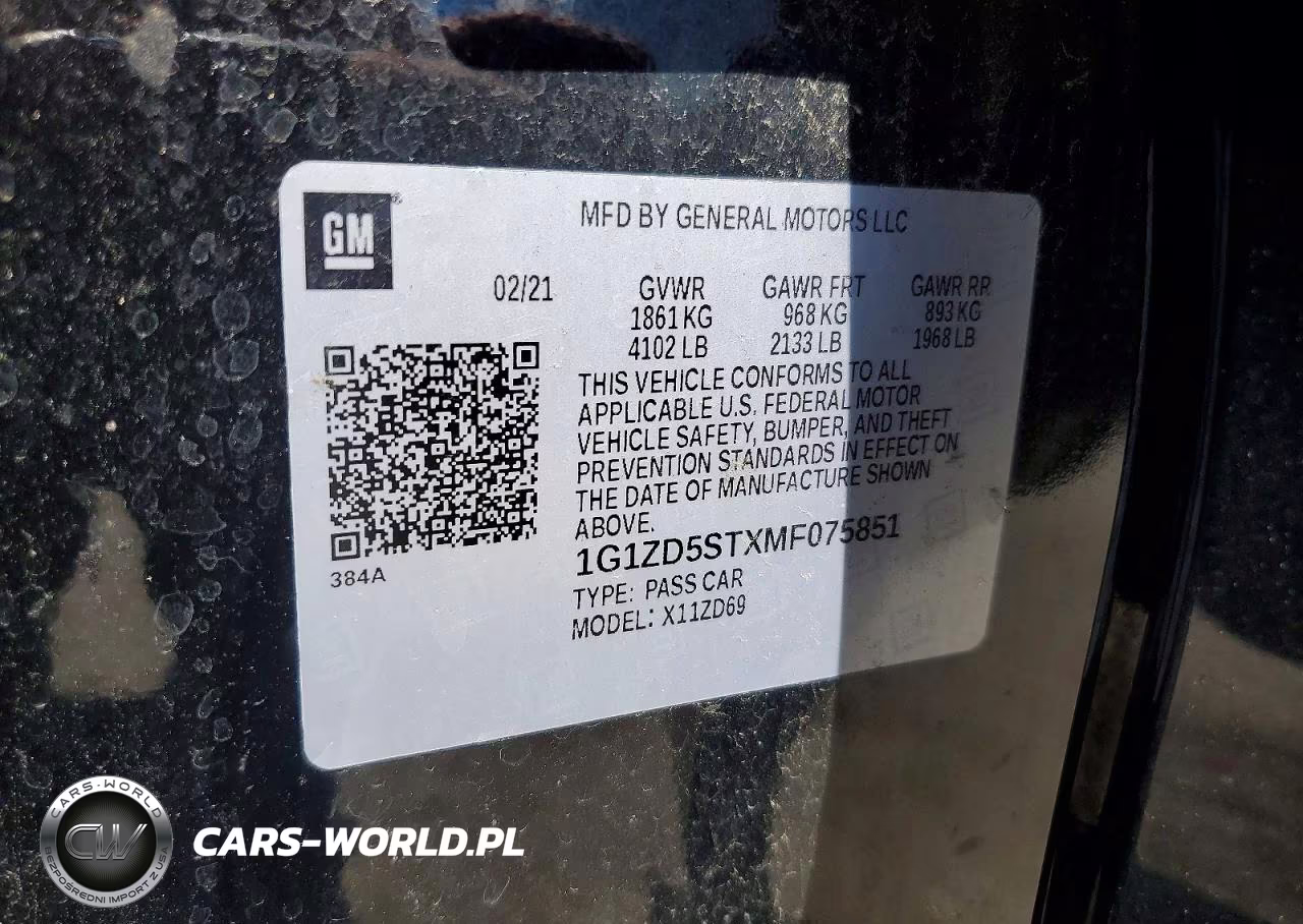 2021 Chevrolet Malibu Lt VIN:1G1ZD5STXMF075851 - 13