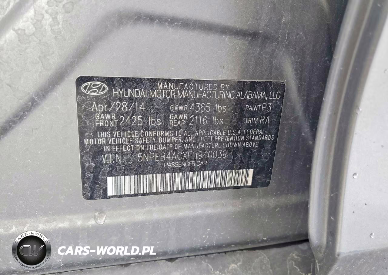 2014 Hyundai Sonata Gls VIN:5NPEB4ACXEH940039 - 12