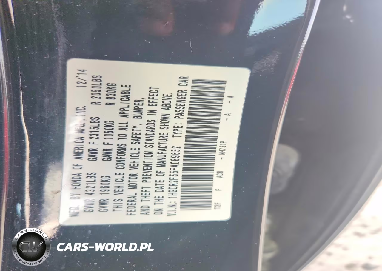 2015 Honda Accord Sport VIN:1HGCR2F55FA089652 - 12