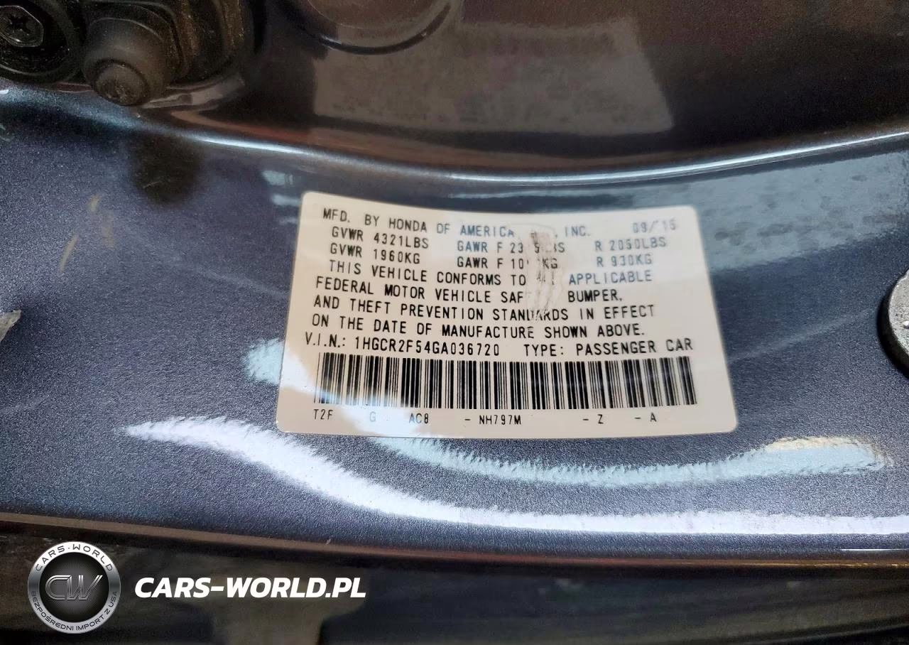 2016 Honda Accord Sport VIN:1HGCR2F54GA036720 - 12