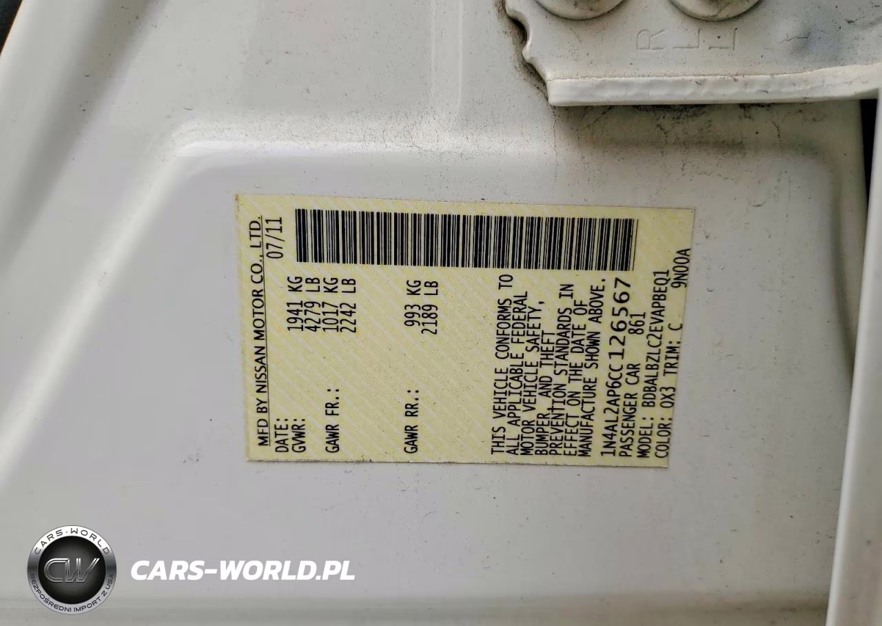 2012 Nissan Altima 2.5 VIN:1N4AL2AP6CC126567 - 12