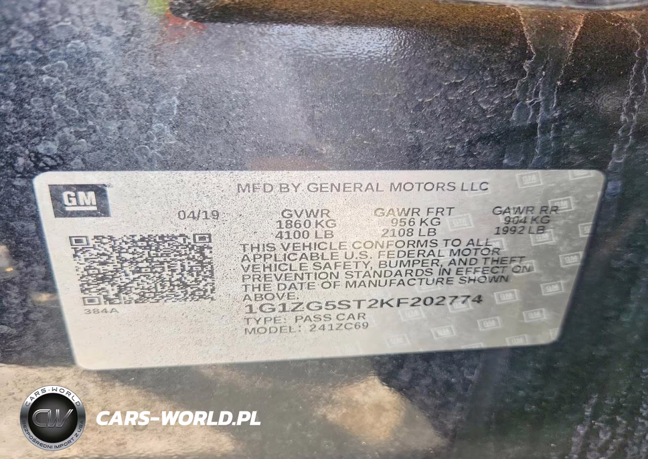 2019 Chevrolet Malibu Rs VIN:1G1ZG5ST2KF202774 - 12
