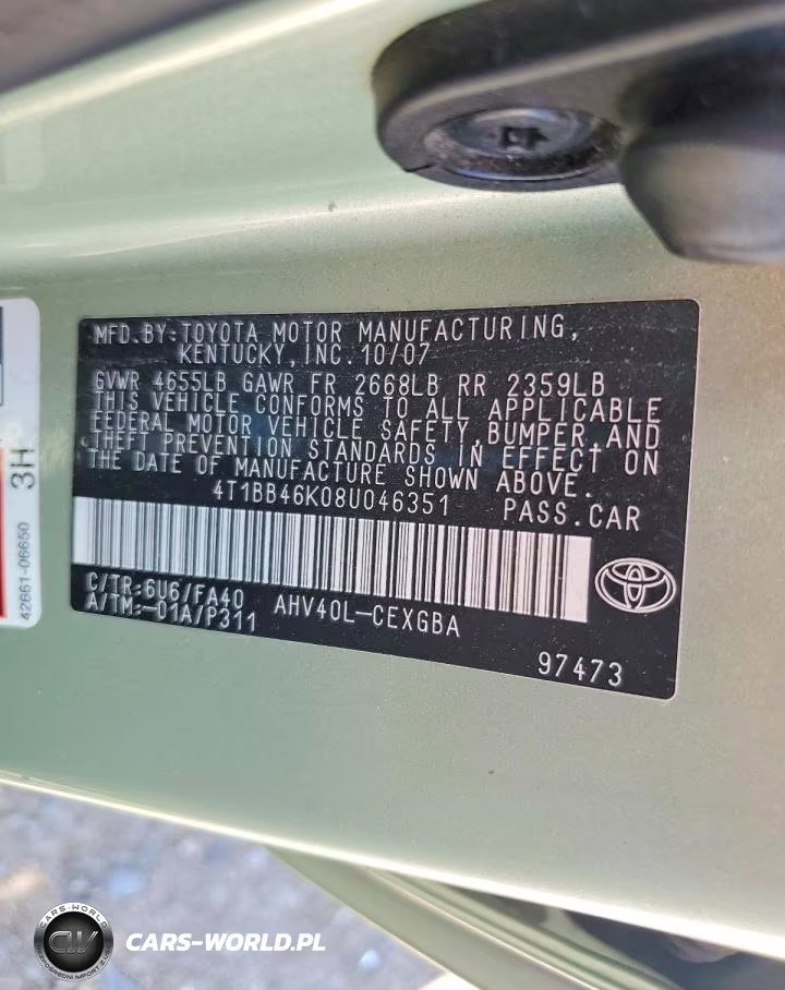 2008 Toyota Camry Hybrid VIN:4T1BB46K08U046351 - 12