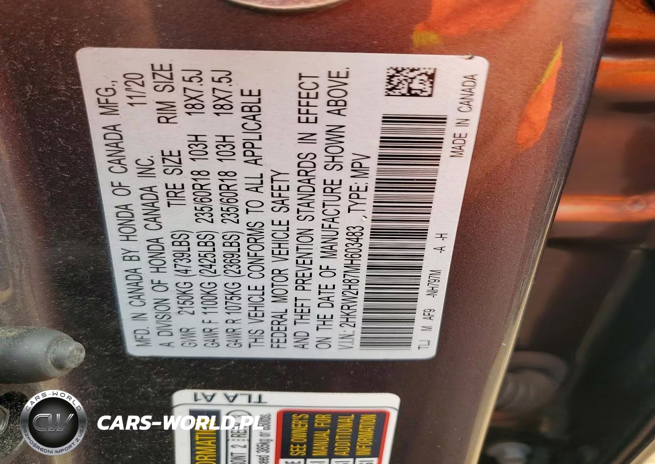 2021 Honda Cr-V Exl VIN:2HKRW2H87MH603483 - 14