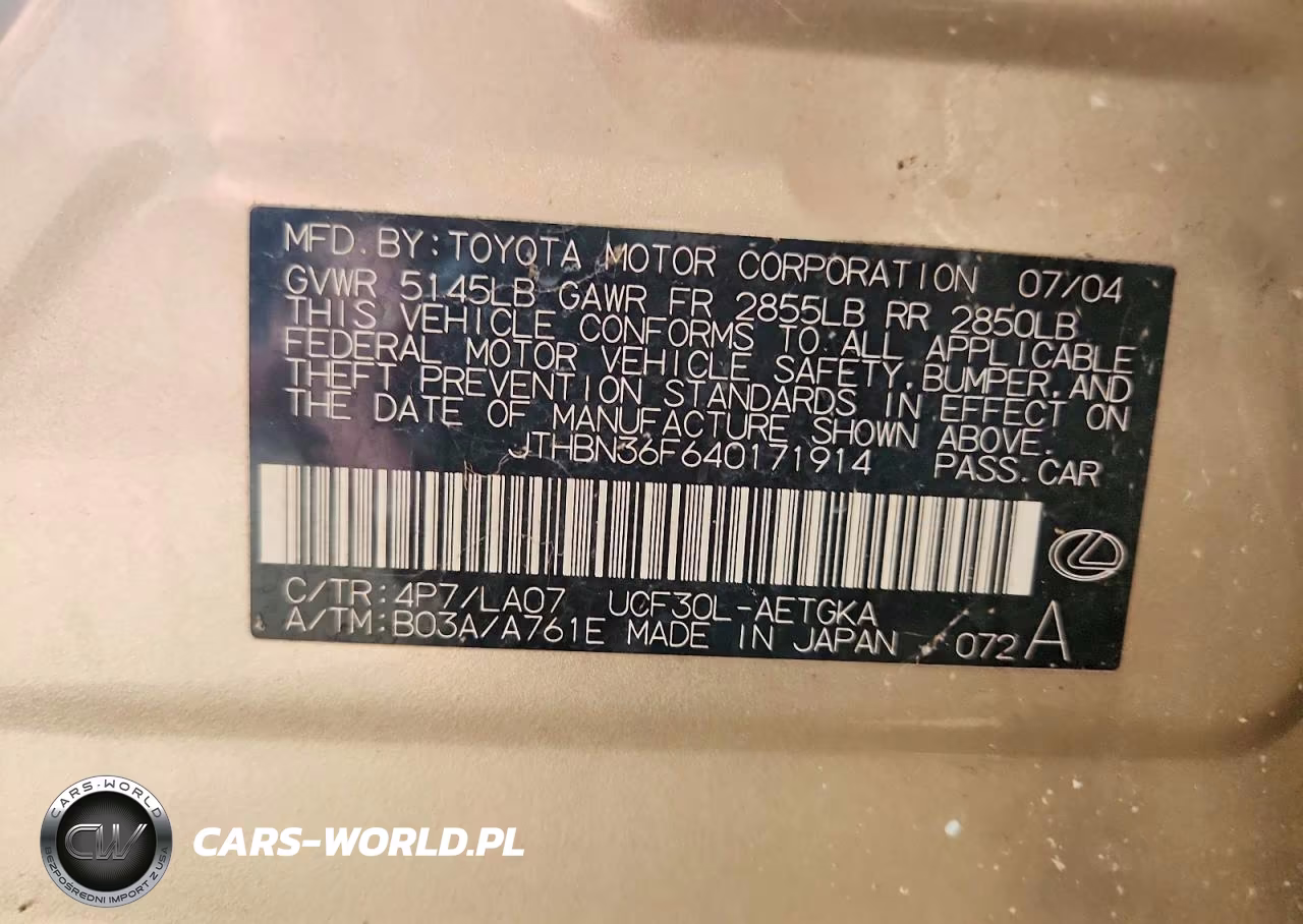 2004 Lexus Ls 430 VIN:JTHBN36F640171914 - 12