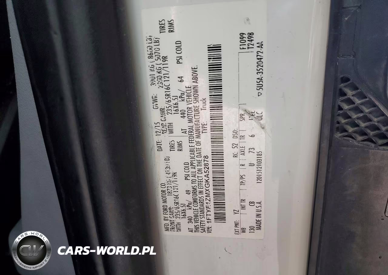2016 Ford Transit T-150 VIN:1FTYE1ZMXGKA52878 - 12