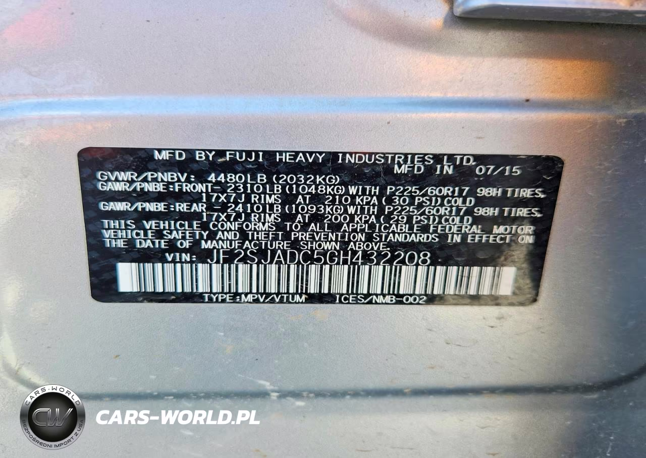 2016 Subaru Forester 2.5I Premium VIN:JF2SJADC5GH432208 - 13