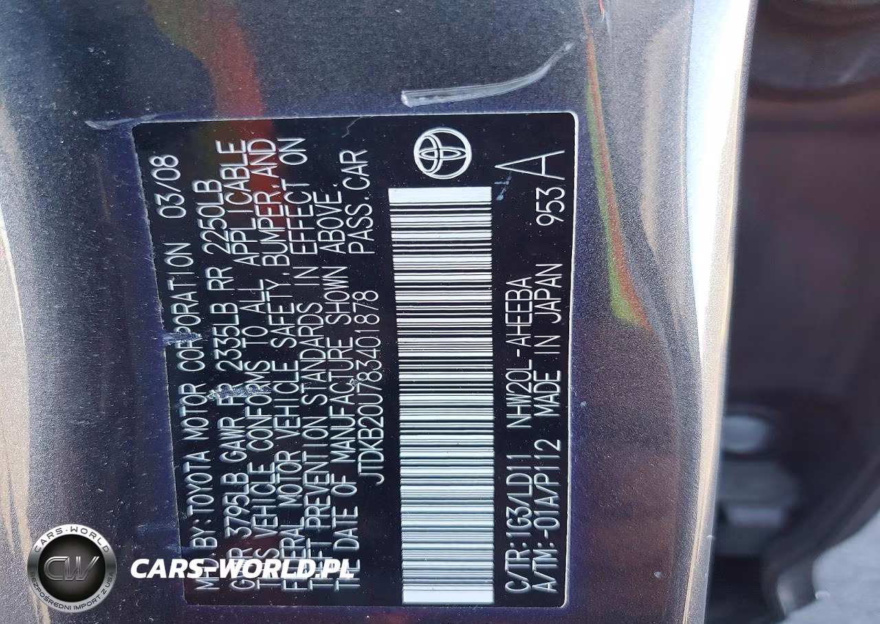 2008 Toyota Prius Touring VIN:JTDKB20U783401878 - 12