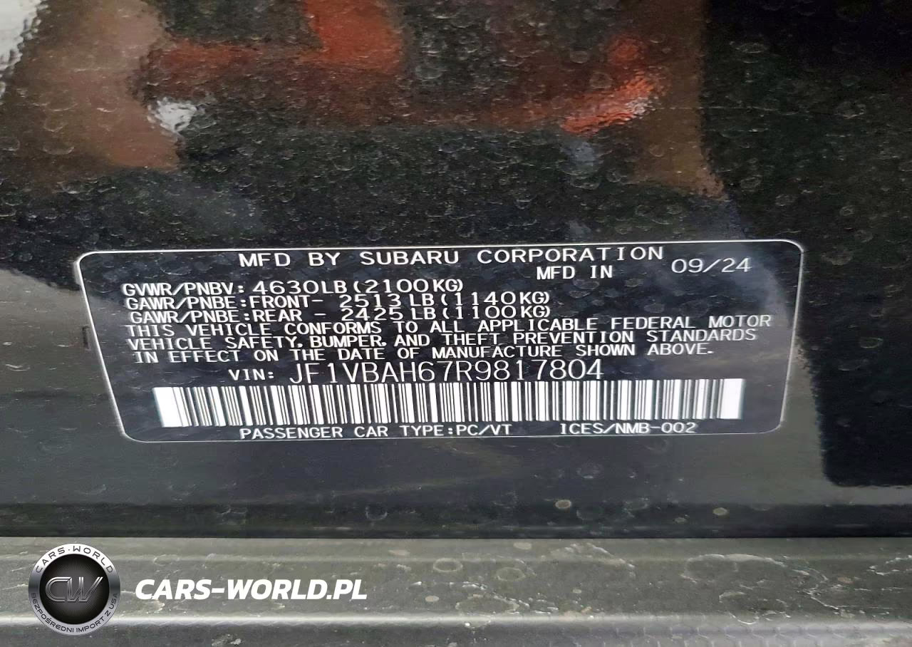 2024 Subaru Wrx Premium VIN:JF1VBAH67R9817804 - 13