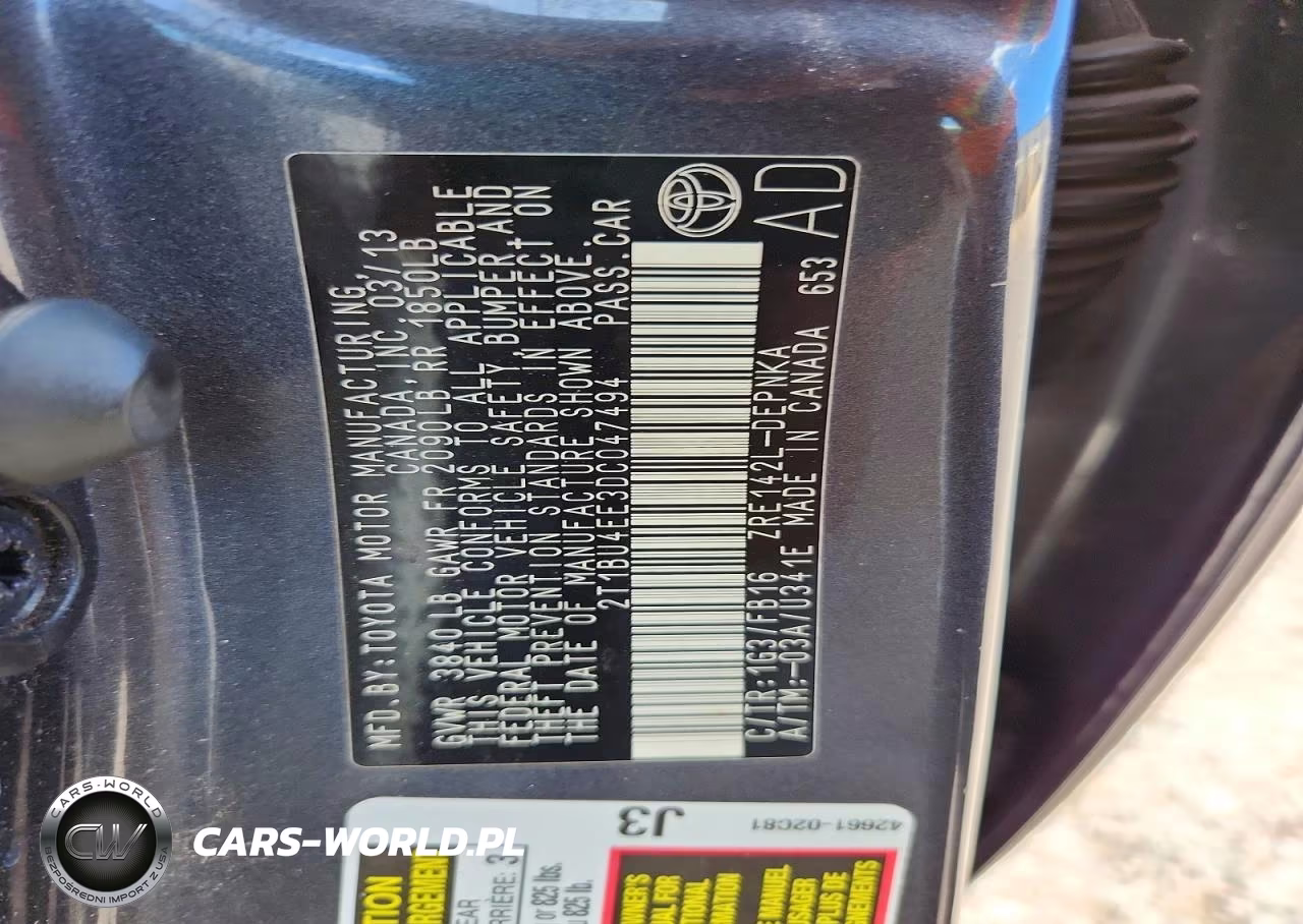 2013 Toyota Corolla Base-S-Le VIN:2T1BU4EE3DC047494 - 12