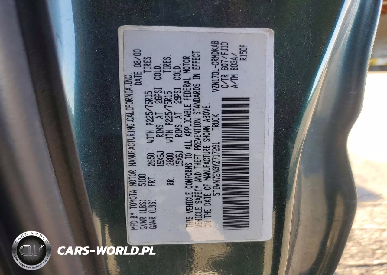 2000 Toyota Tacoma Xtracab VIN:5TEWN72N3YZ717291 - 12