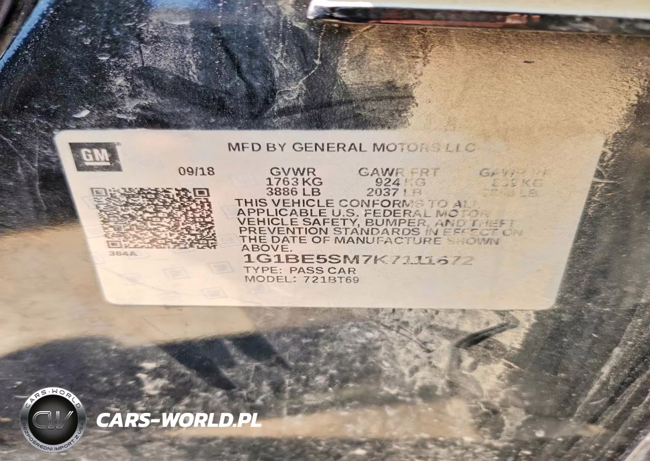 2019 Chevrolet Cruze Lt VIN:1G1BE5SM7K7111672 - 12