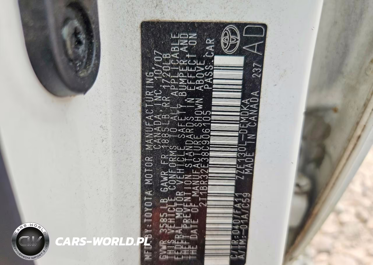 2008 Toyota Corolla Ce VIN:2T1BR32E38C906105 - 12