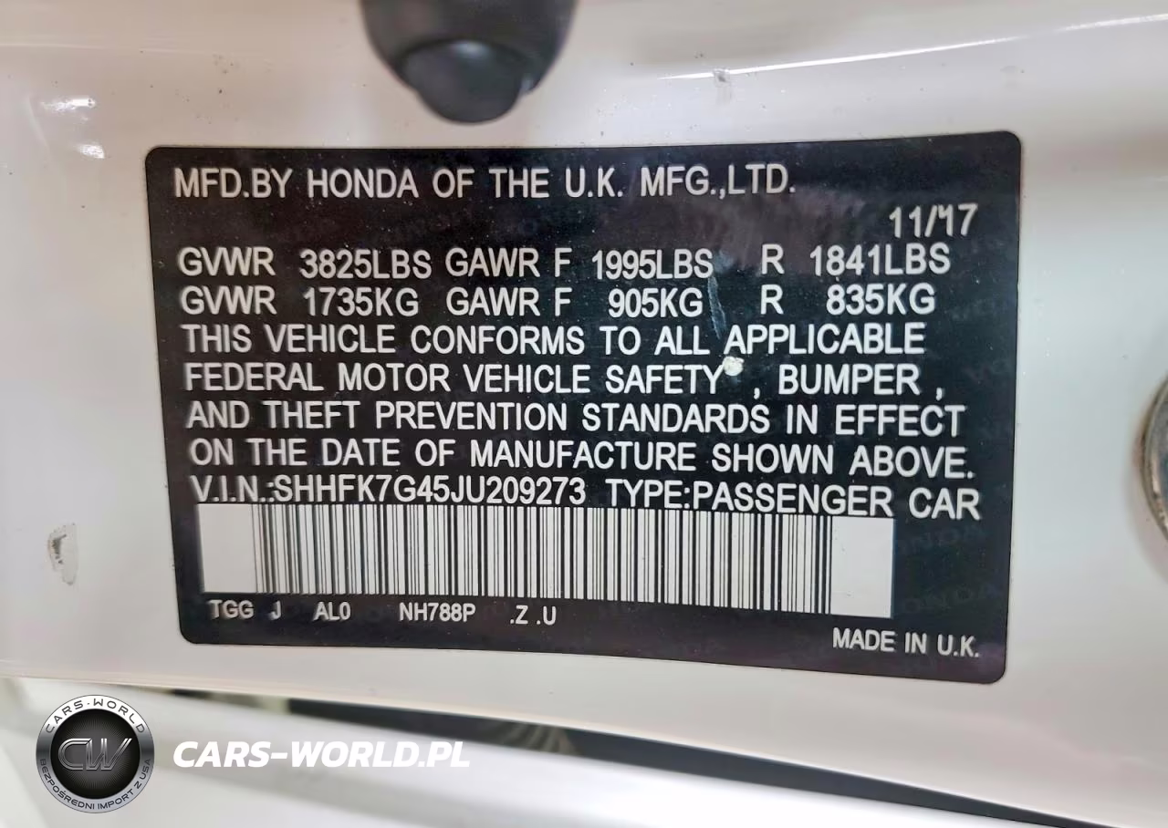 2018 Honda Civic Sport VIN:SHHFK7G45JU209273 - 13