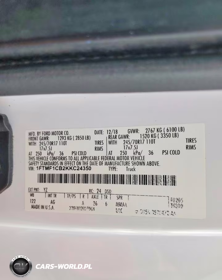2019 Ford F150 VIN:1FTMF1CB2KKC24350 - 12