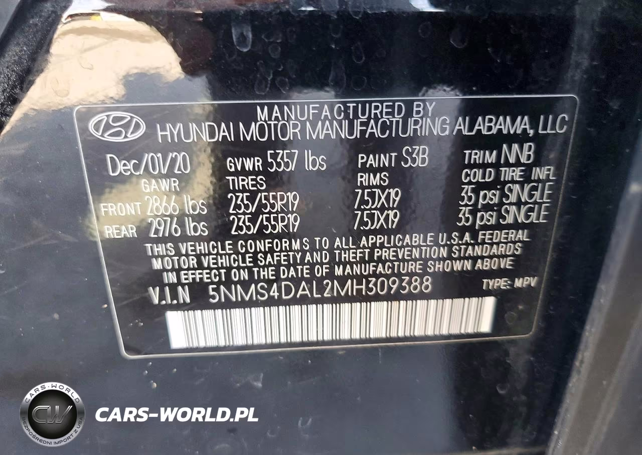 2021 Hyundai Santa Fe Limited VIN:5NMS4DAL2MH309388 - 13