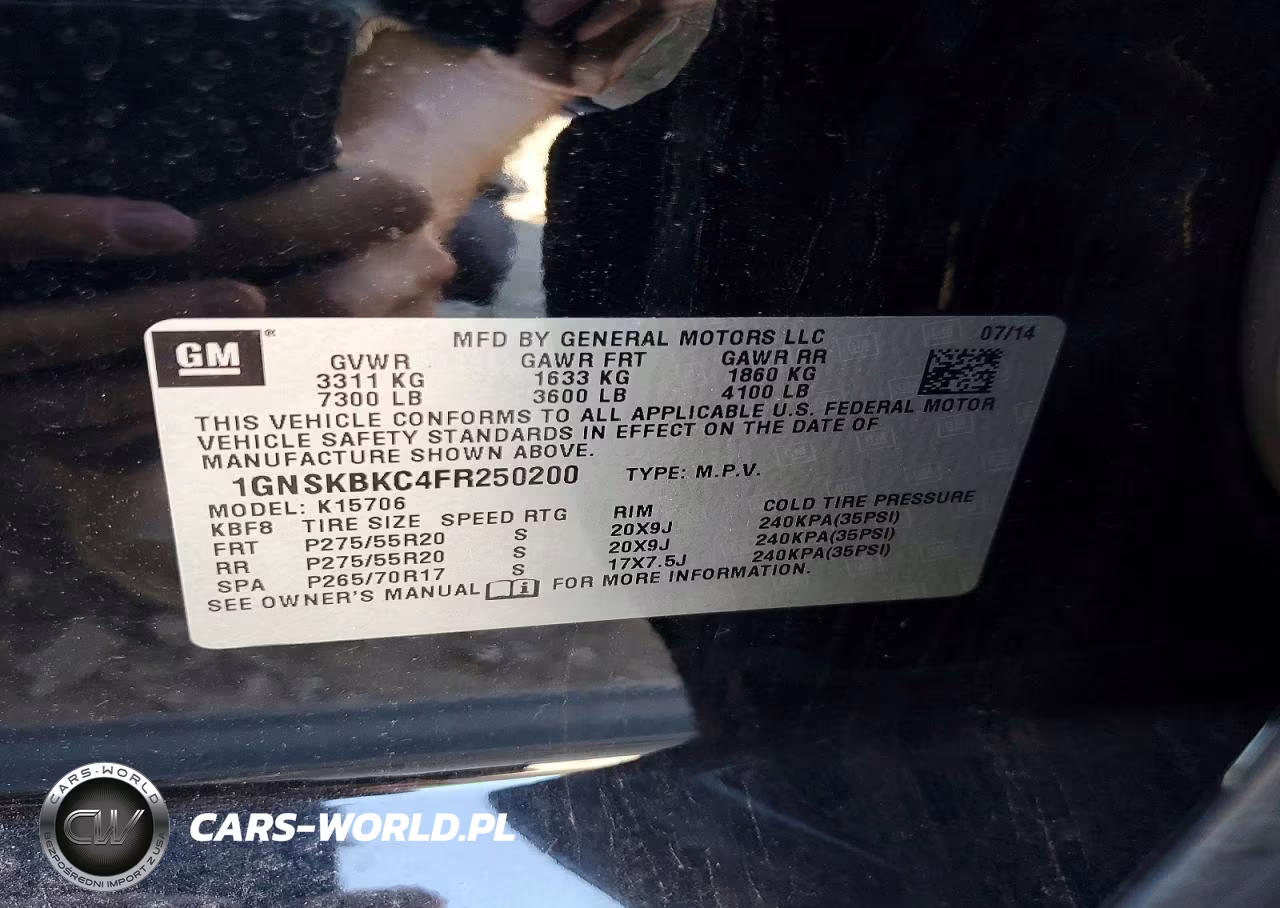 2015 Chevrolet Tahoe K1500 Lt VIN:1GNSKBKC4FR250200 - 13