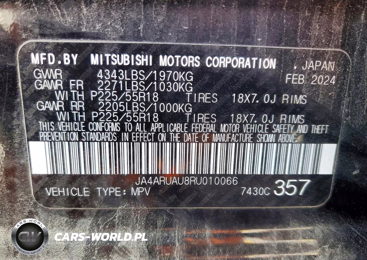 2024 Mitsubishi Outlander Sport S-Se VIN:JA4ARUAU8RU010066 - 12