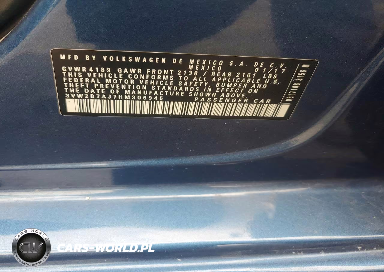 2017 Volkswagen Jetta S VIN:3VW2B7AJ7HM306945 - 12