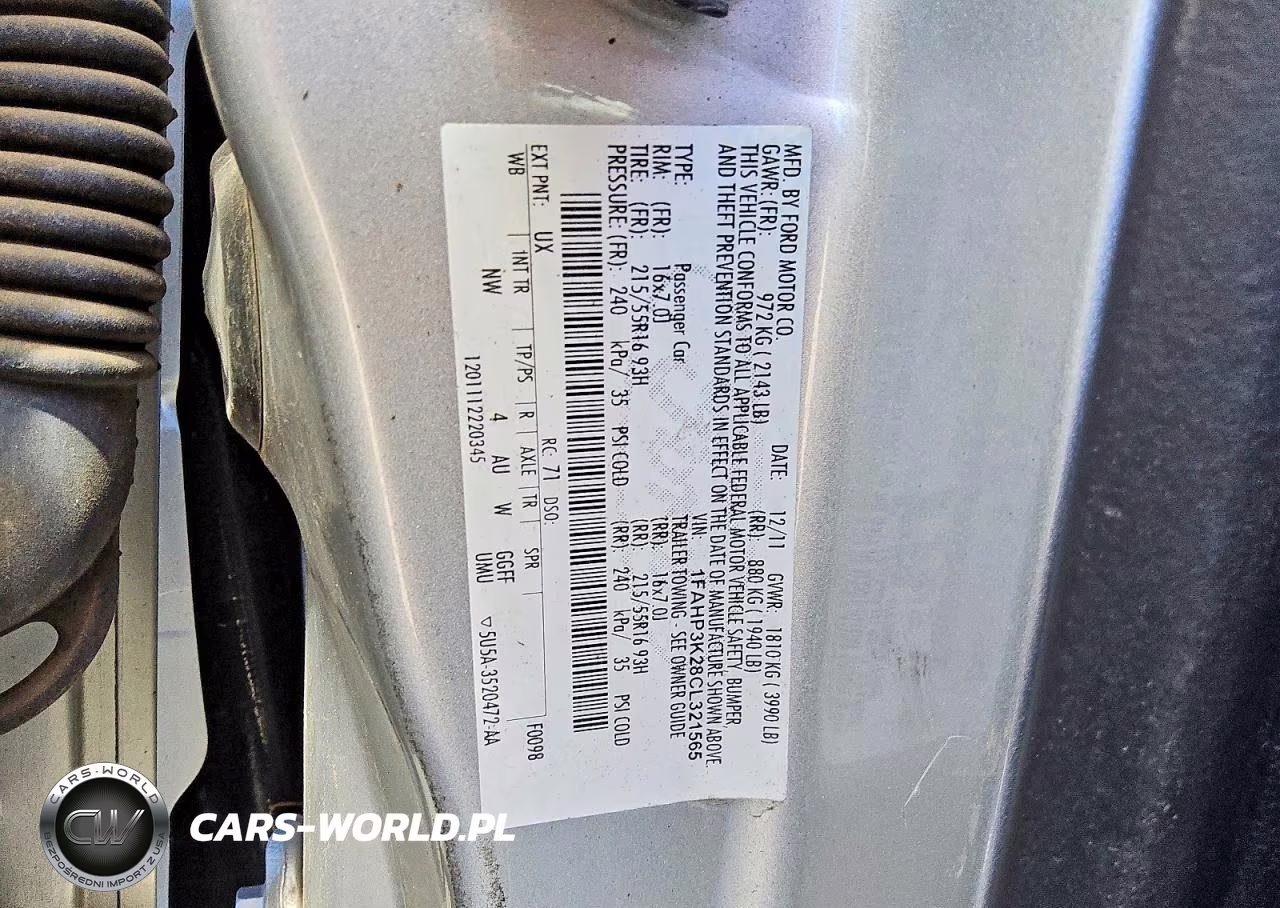 2012 Ford Focus Se VIN:1FAHP3K28CL321565 - 12