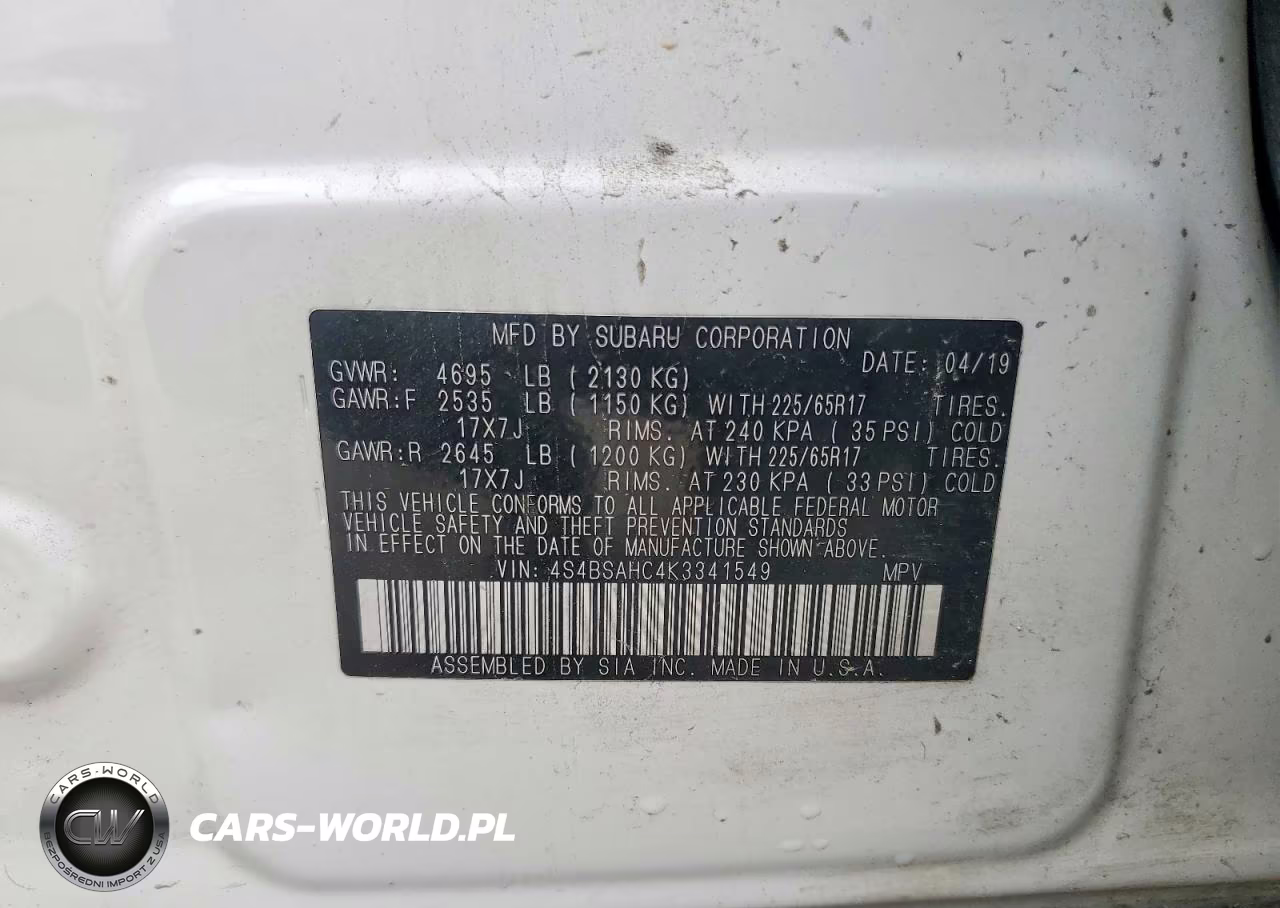 2019 Subaru Outback 2.5I Premium VIN:4S4BSAHC4K3341549 - 13