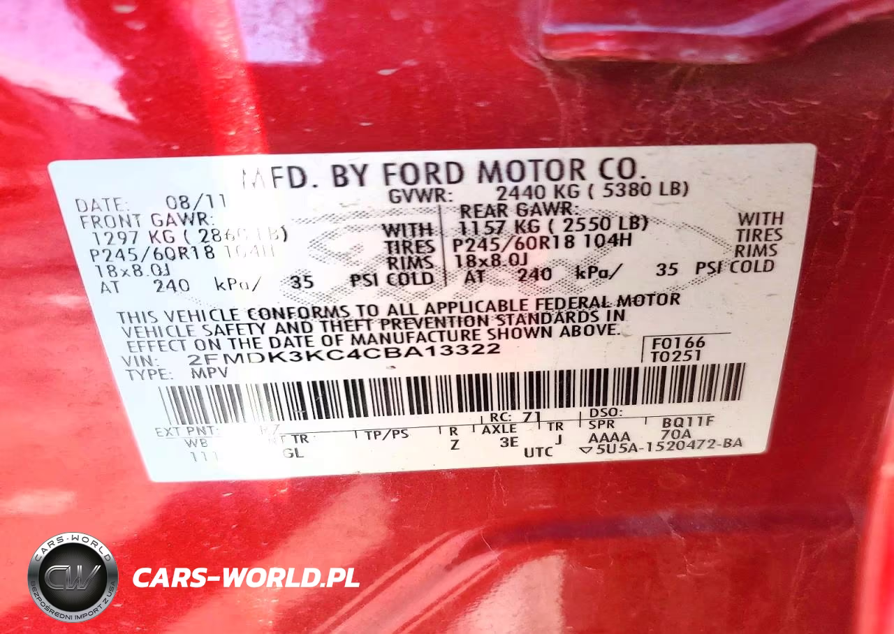 2012 Ford Edge Limited VIN:2FMDK3KC4CBA13322 - 13