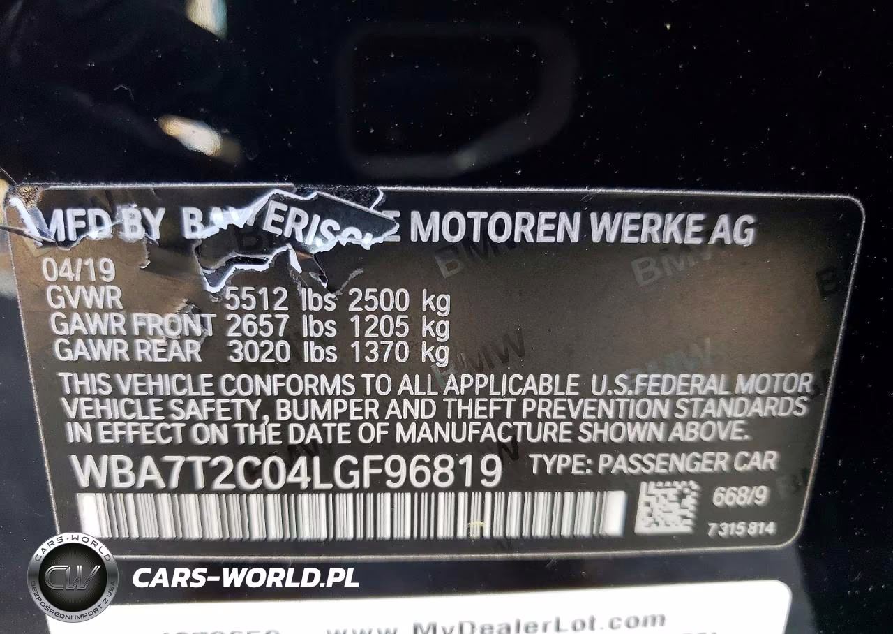 2020 BMW 740 I VIN:WBA7T2C04LGF96819 - 13