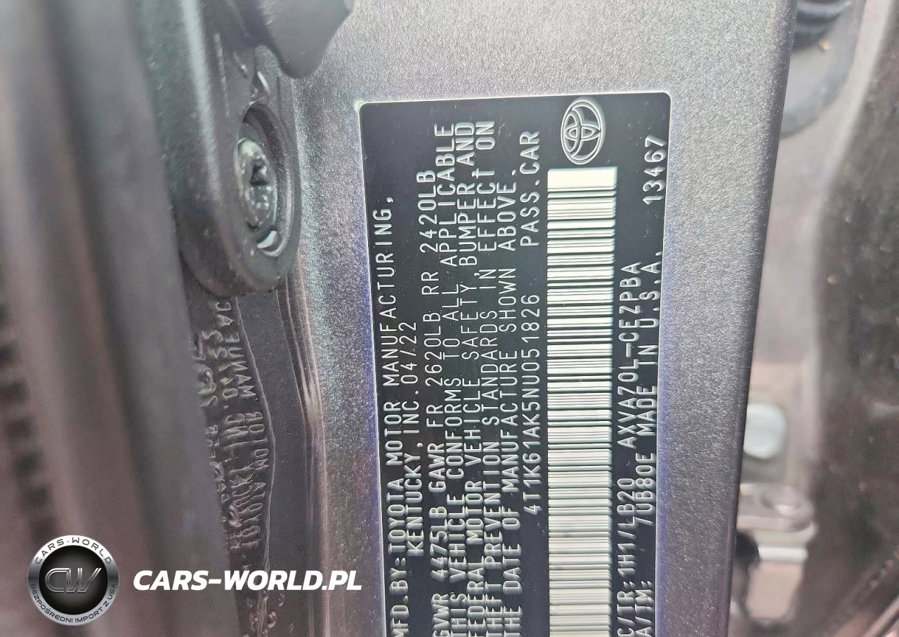 2022 Toyota Camry Xse VIN:4T1K61AK5NU051826 - 12
