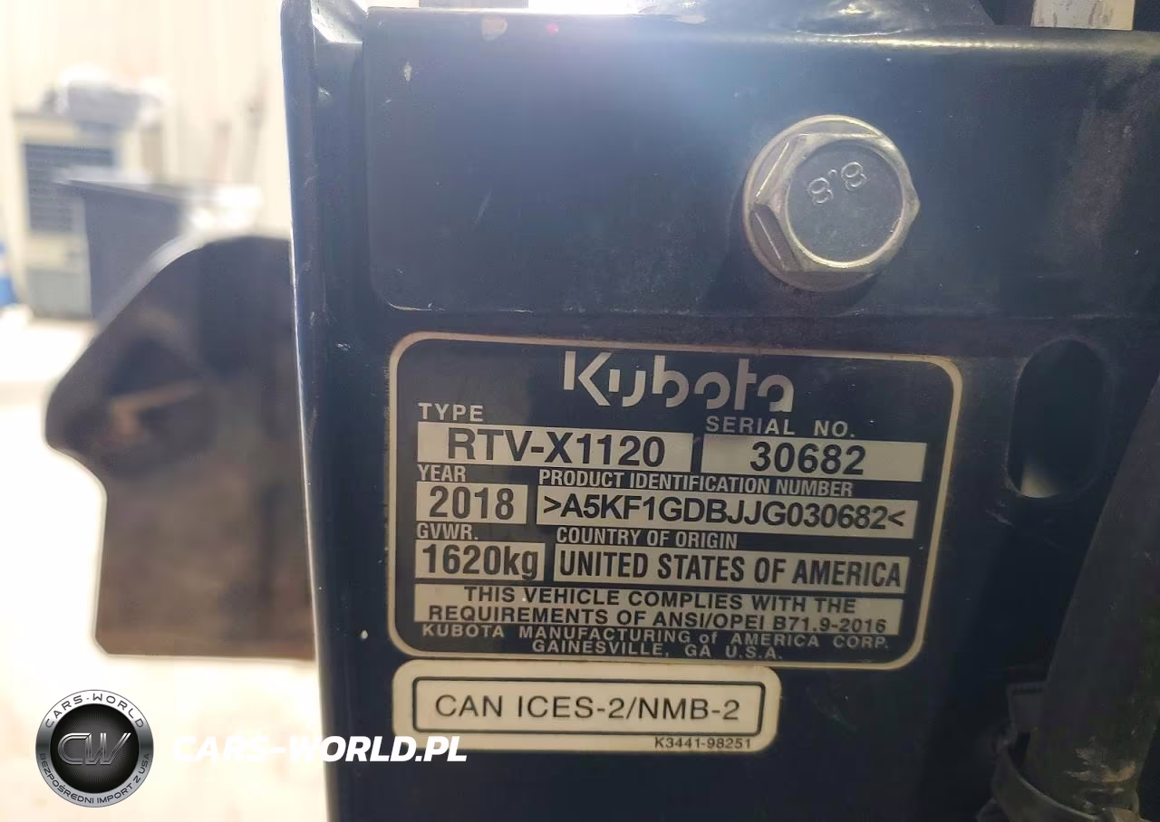 2018 Kubota Rtv 1120 Utility Vehicle VIN:A5KF1GDBJJG030682 - 10