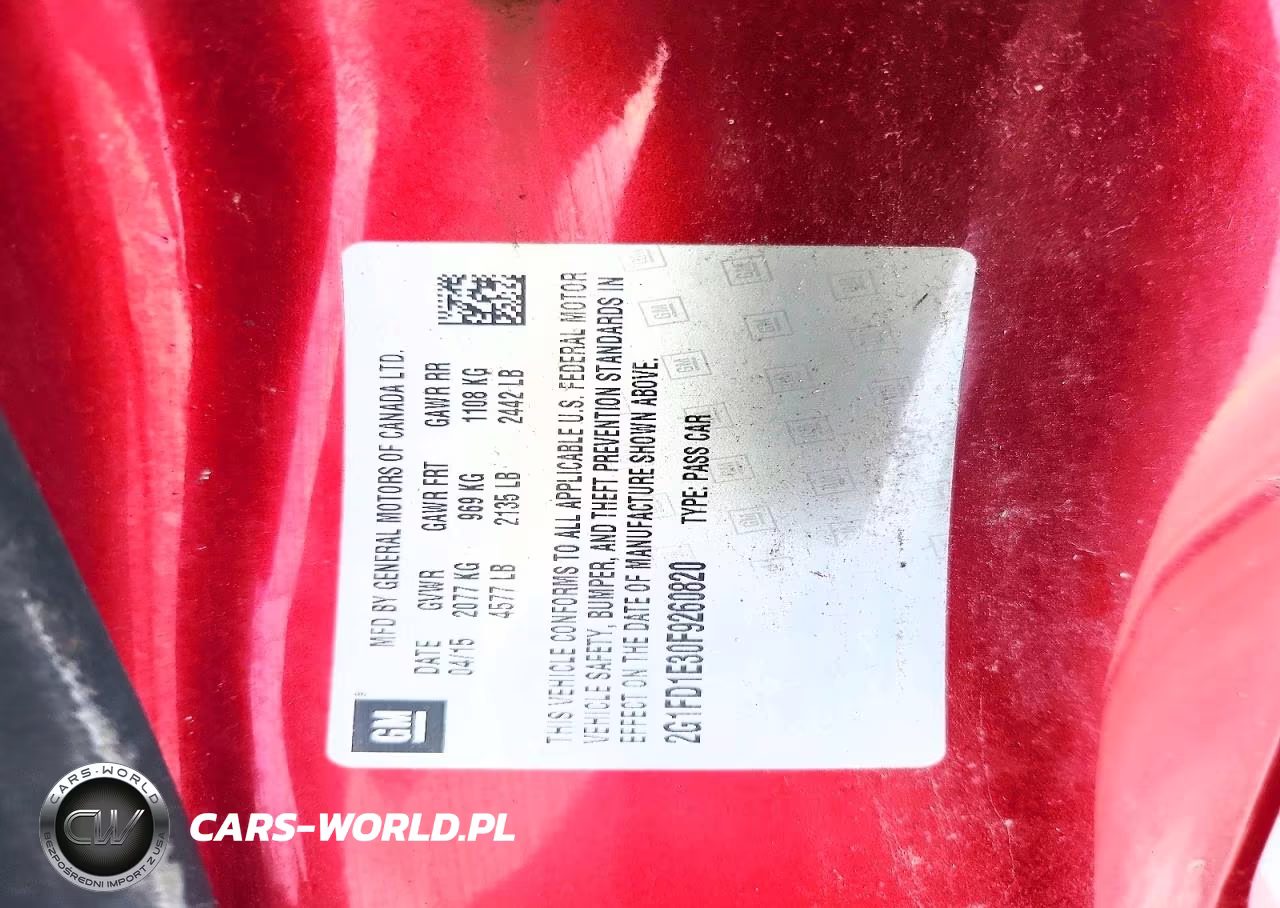 2015 Chevrolet Camaro Lt VIN:2G1FD1E30F9260820 - 12