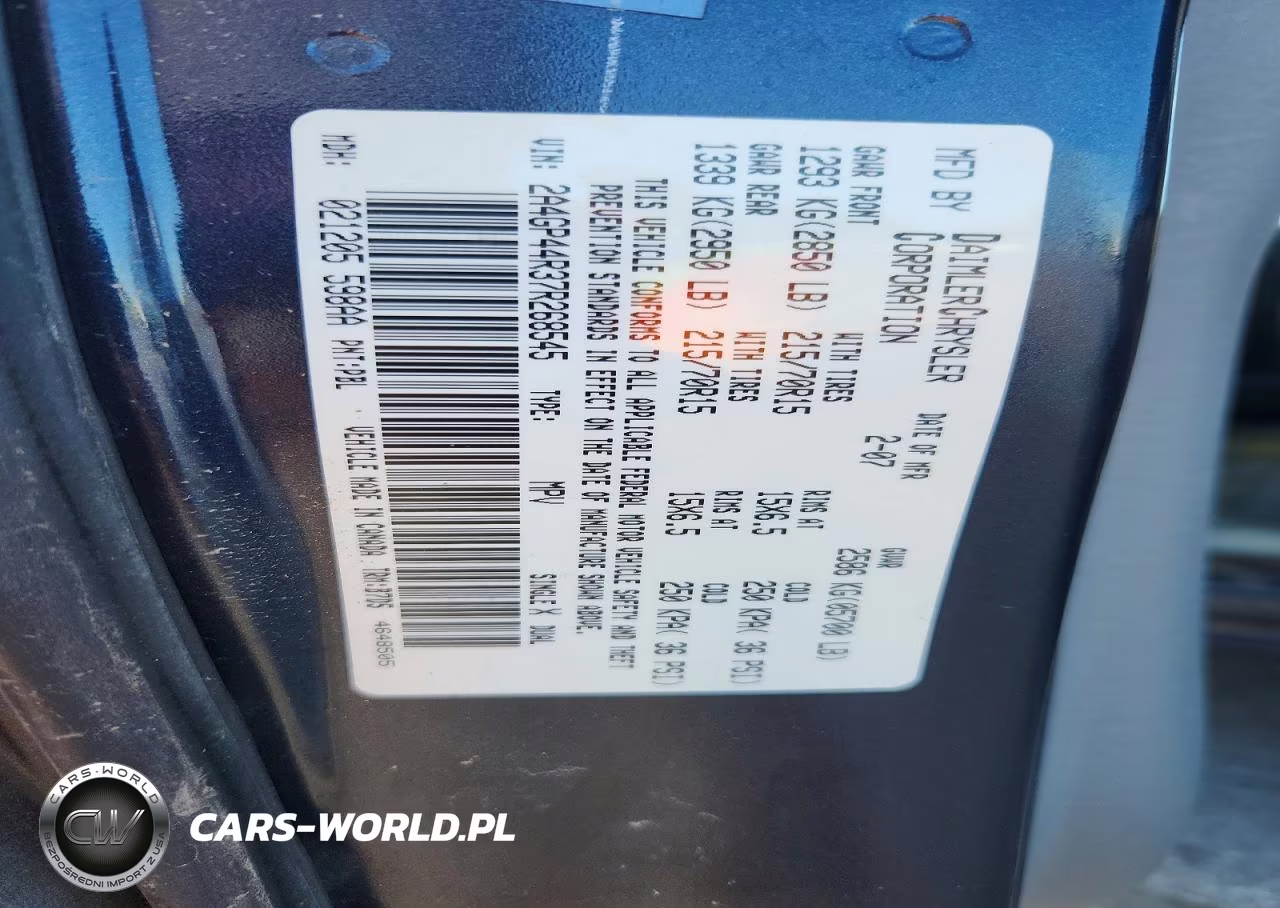 2007 Chrysler Town & Country Lx VIN:2A4GP44R37R268545 - 13